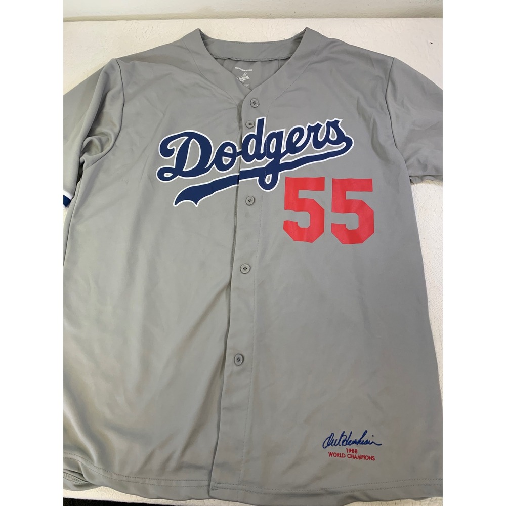 Los Angeles Dodgers Orel Hershiser 55 Jersey 1988 World Series SGA Grey XL